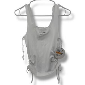 Planet Heart Cinch Side Tank Top Size Medium Lace Trim Ruched Crop Top M